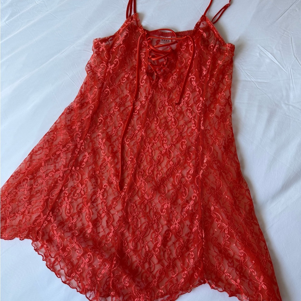 Vintage Orange lace slip dress